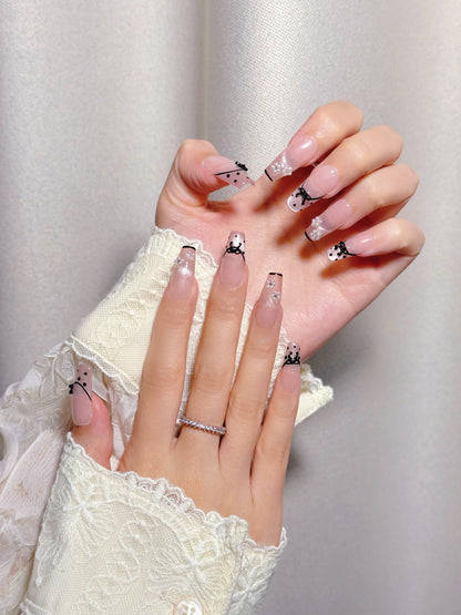 Black French Tip 3D Press-On Nails – The Dark Flirt