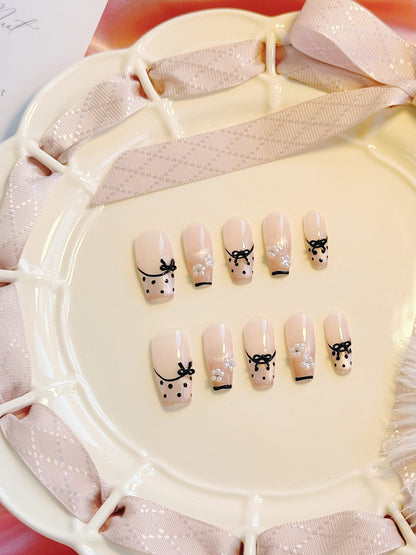 Black French Tip 3D Press-On Nails – The Dark Flirt