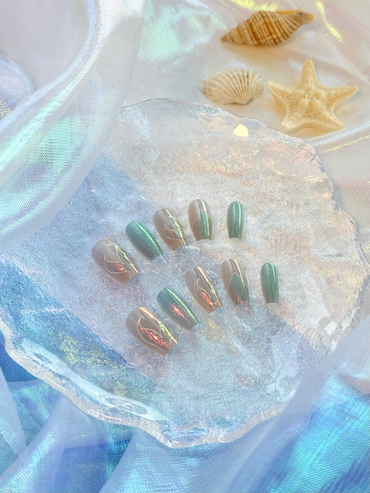 Iridescent Aqua Blue Press-On Nails – The Iridescent Maiden