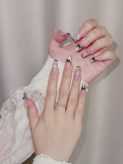 Black French Tip 3D Press-On Nails – The Dark Flirt